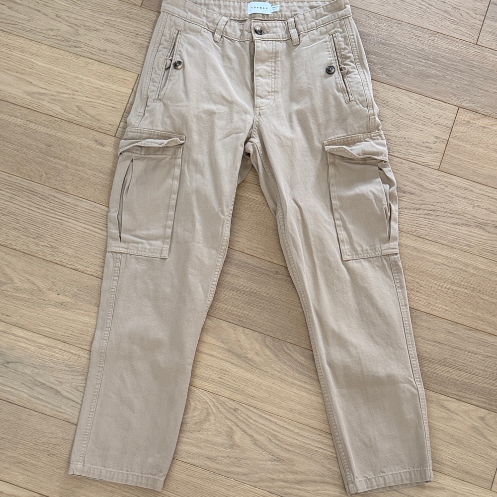 Topman Men's Tan Khaki Cargo Pants W30 L 32